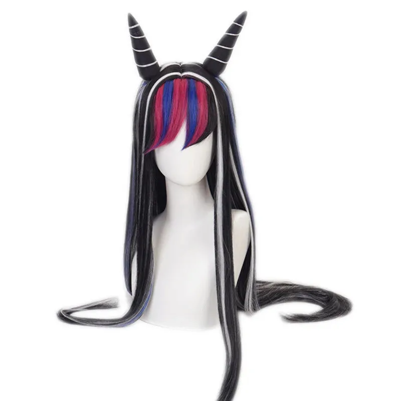 أقراط dd54danganronpa Ibuki Mioda التأثيرية، جوارب شعر مستعار، إكسسوارات كاملة، أحذية، قلادة، قميص قرن للأطفال، زي مدرسي