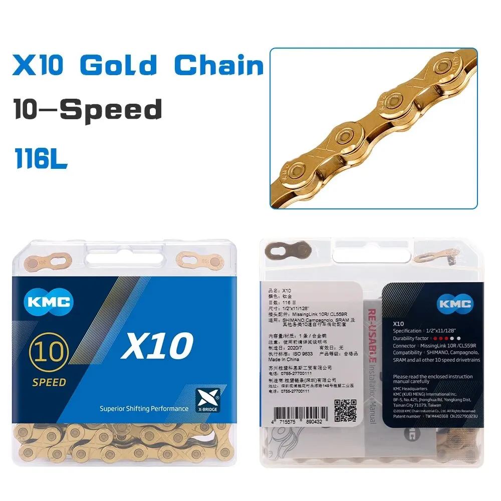 KMC Bicycle Chain 8 9 10 11 12 Speed MTB Road Bike Current X8 X9 X10 X11 X12 Gold Mountain Bike Chains for Shimano Parts