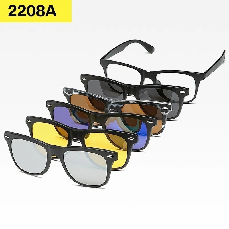 Gafas de sol magnéticas y ópticas polarizadas para hombre y mujer, lentes de sol con Clip magnético, 6 en 1