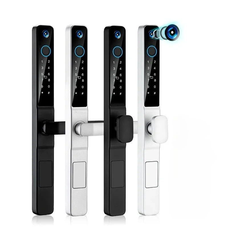 Smart Door Lock fechadura eletronico digital Tuya Wifi Waterpoof Biometric Fingerprint Peephole sliding lock