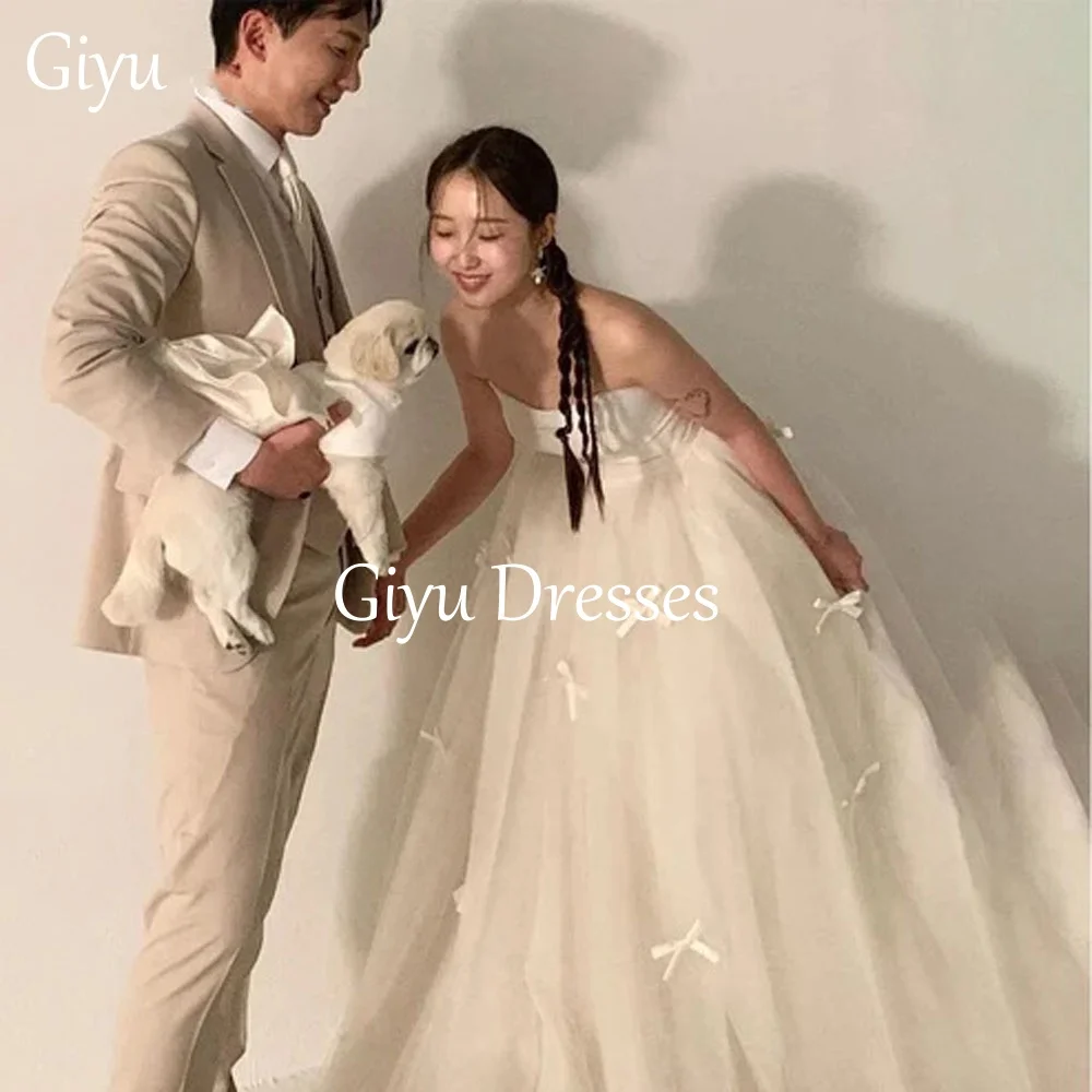 Giyu White Princess Wedding Dresses Ribbon Bridal Gowns Formal Korean Photography Wedding Formal Bridal Gowns Customized