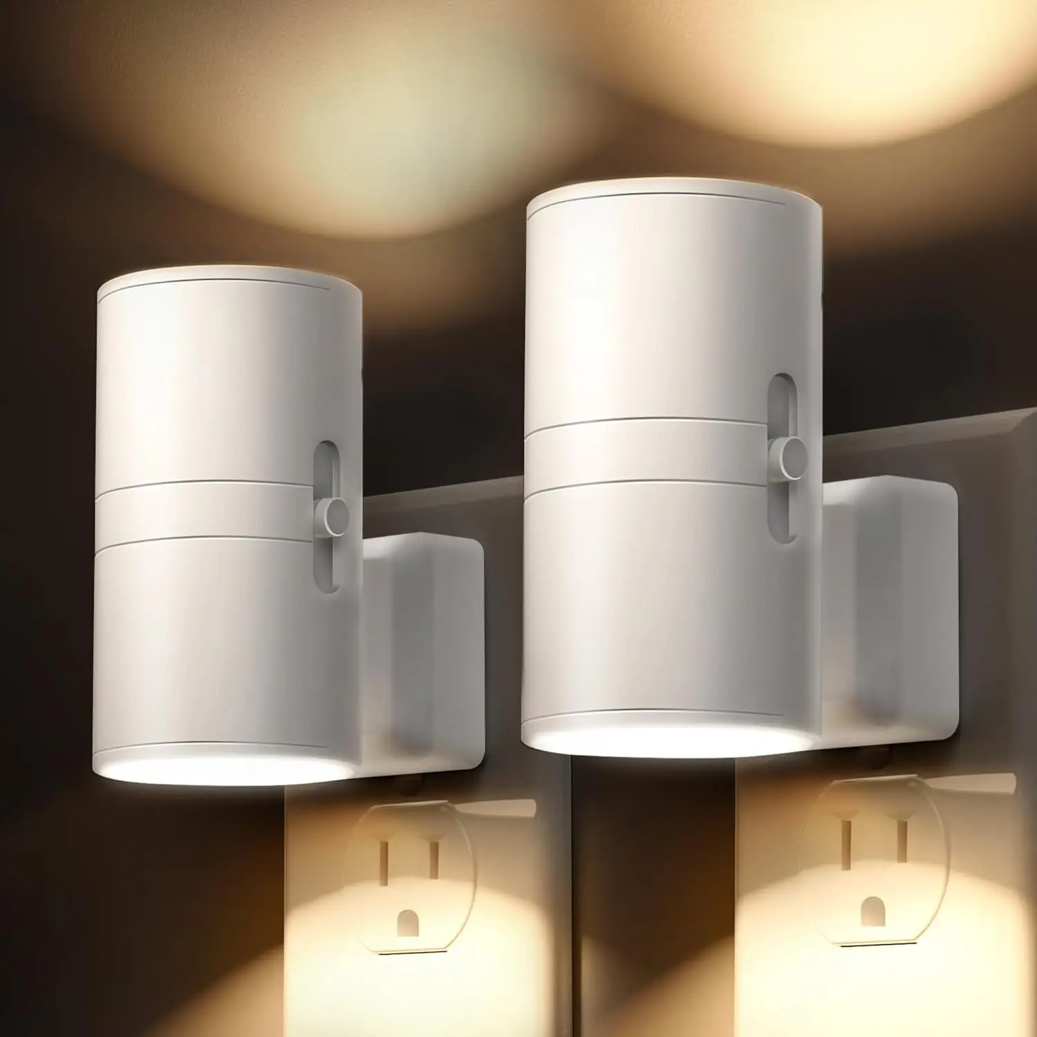 

Dimmable LED Night Light Plug In, Light Sensor Auto On/Off, Soft White 3000K, 0-100LM, for Bedroom Hallway Bathroom Kitchen, 2 Pack