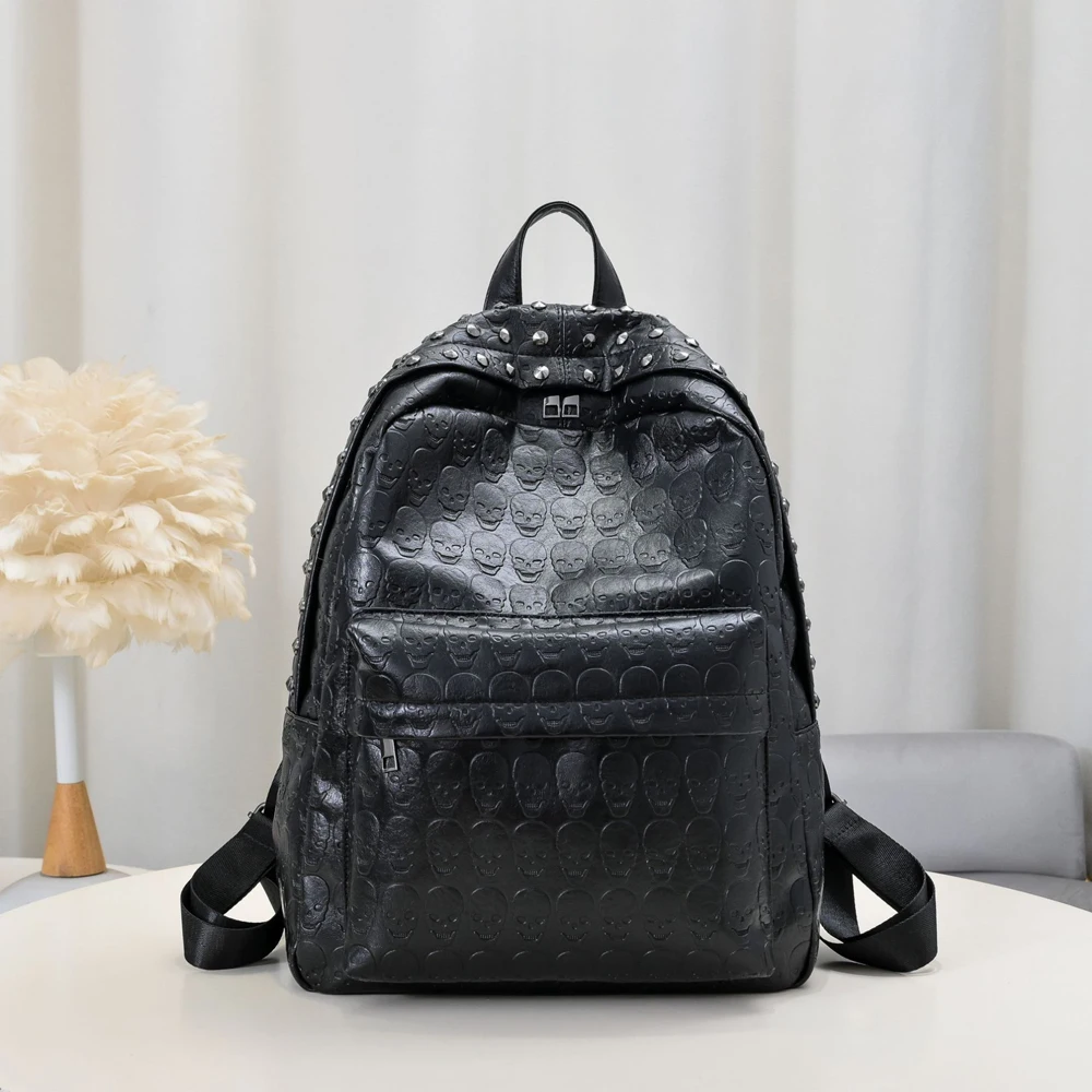 

SHELKSBAG унисекс ретро тренд череп с тиснением рюкзак готический панк-стиль старшая школа колледж искусственная кожа дорожные сумки