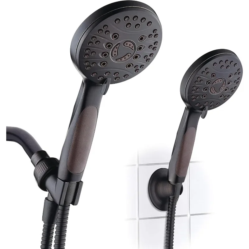 High Pressure 6-Setting Luxury Handheld Shower Head with Extra Wall Bracket, Oil Rubbed Bronze Finish