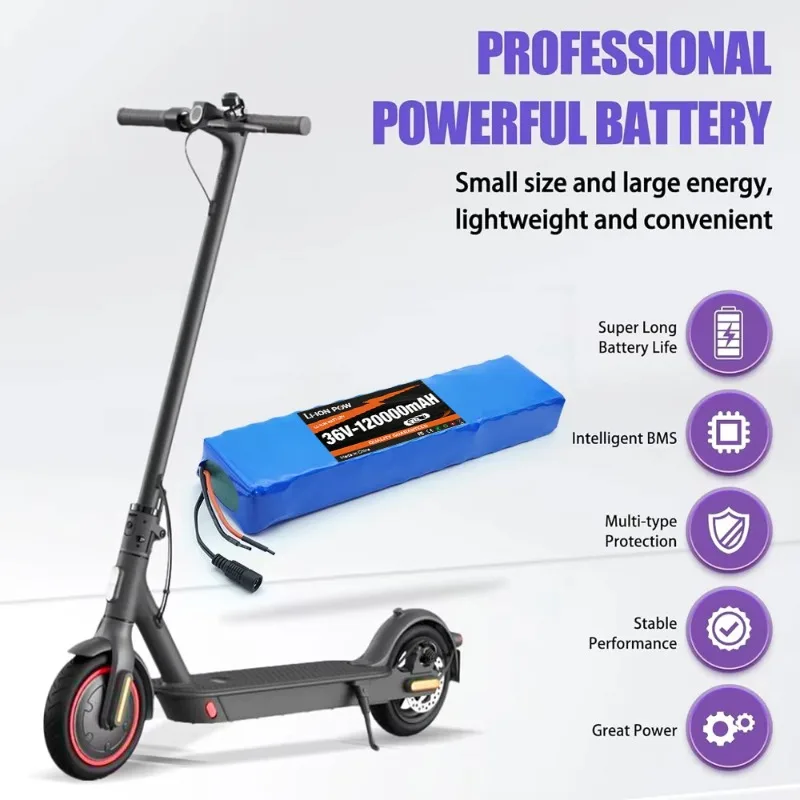 for M365 Electric Scooter Battery 36V 120Ah 18650 Rechargeable Lithium Ion Battery