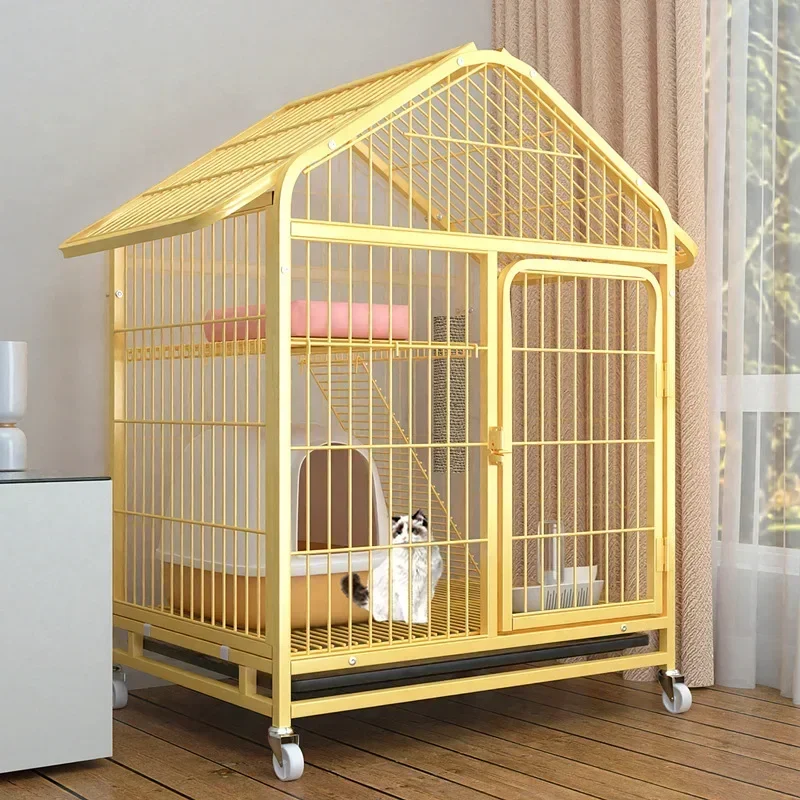 

Metal Wire Cat Cage Villa DIY Cat Playpen Crate Large Exercise Place Super Free Space Kitten Luxury House with Ladder