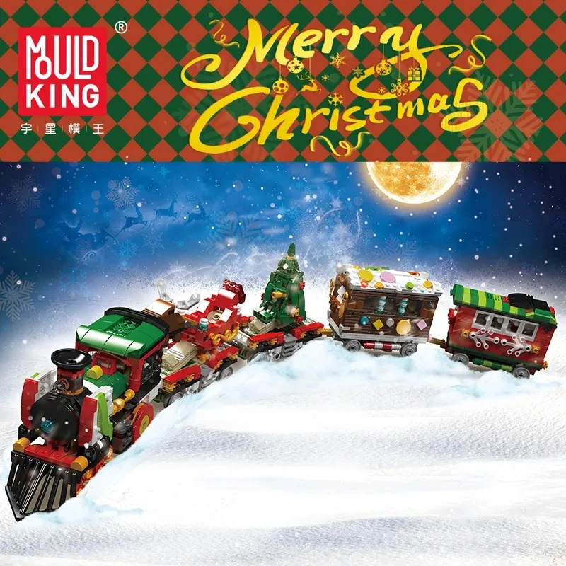 MOULD KING 12028 MOC 2 IN 1 Changing Robot and Winter Holiday Train Building Blocks Bricks Toy Christmas Gifts For Kids