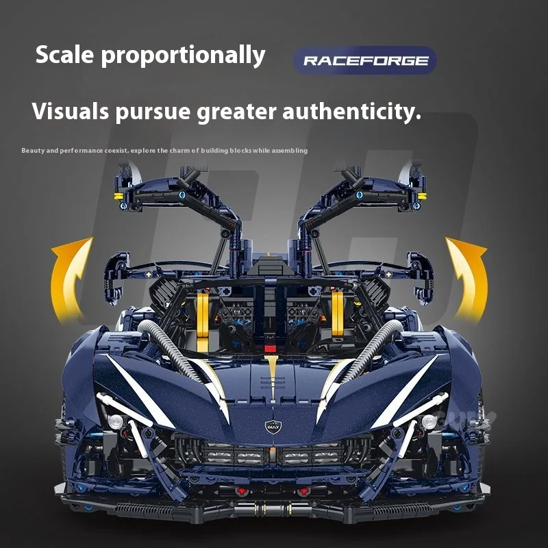 DIY Puzzel Speelgoed Verjaardag Kerstcadeaus 10641 Technische Blauwe Voertuigen MOC Super Sprots Auto Model Bouwstenen Bakstenen