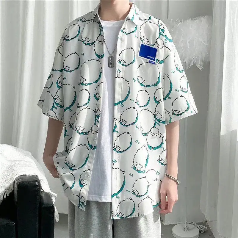 

Новая свободная рубашка с принтом, модный и индивидуальный дизайн, повседневный топ