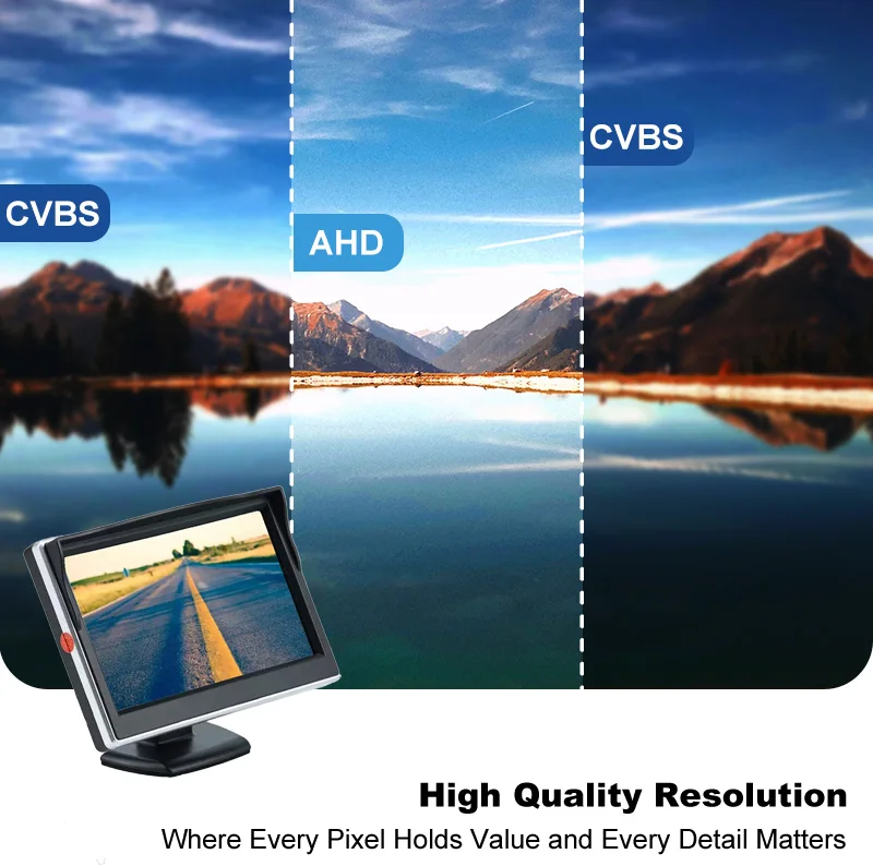 5 Inch AHD CVBS Car Monitor LCD Display 1080P 720P For Reversing Camera Loop Recording Vehicle Backup Assist System