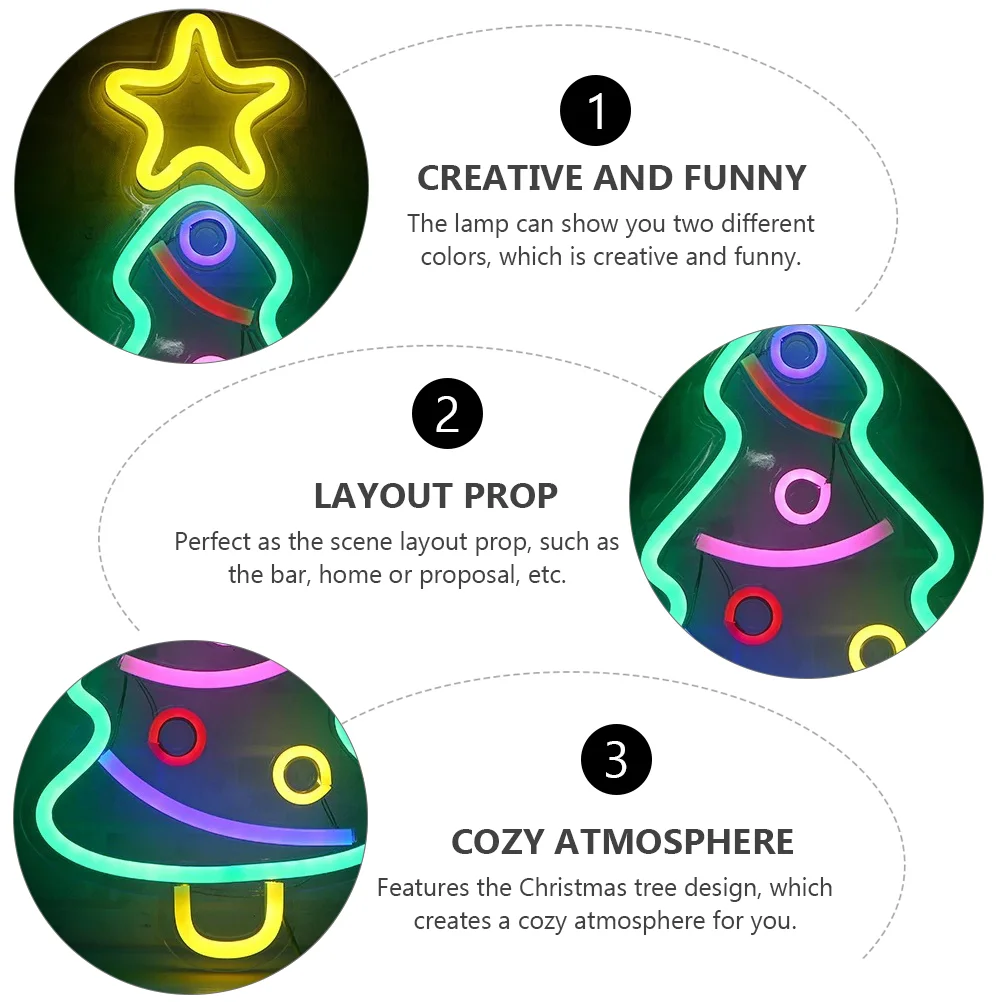 Lampada da parete con luce al neon per albero di Natale, ornamenti, luci decorative di design natalizio
