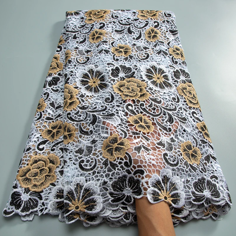Luxury Water Soluble Lace Fabric 5Yard Nigerian Cord Guipure Lace Fabric 2024 High Quality African Wedding Dress for Women A3762