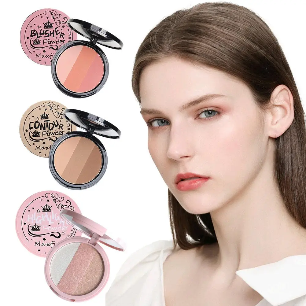 3 Farben Bronzer Text marker Palette Gesicht matt braun Kaffee Kontur Schatten Pulver Rose rosa erröten Hochglanz Illuminator Make-up