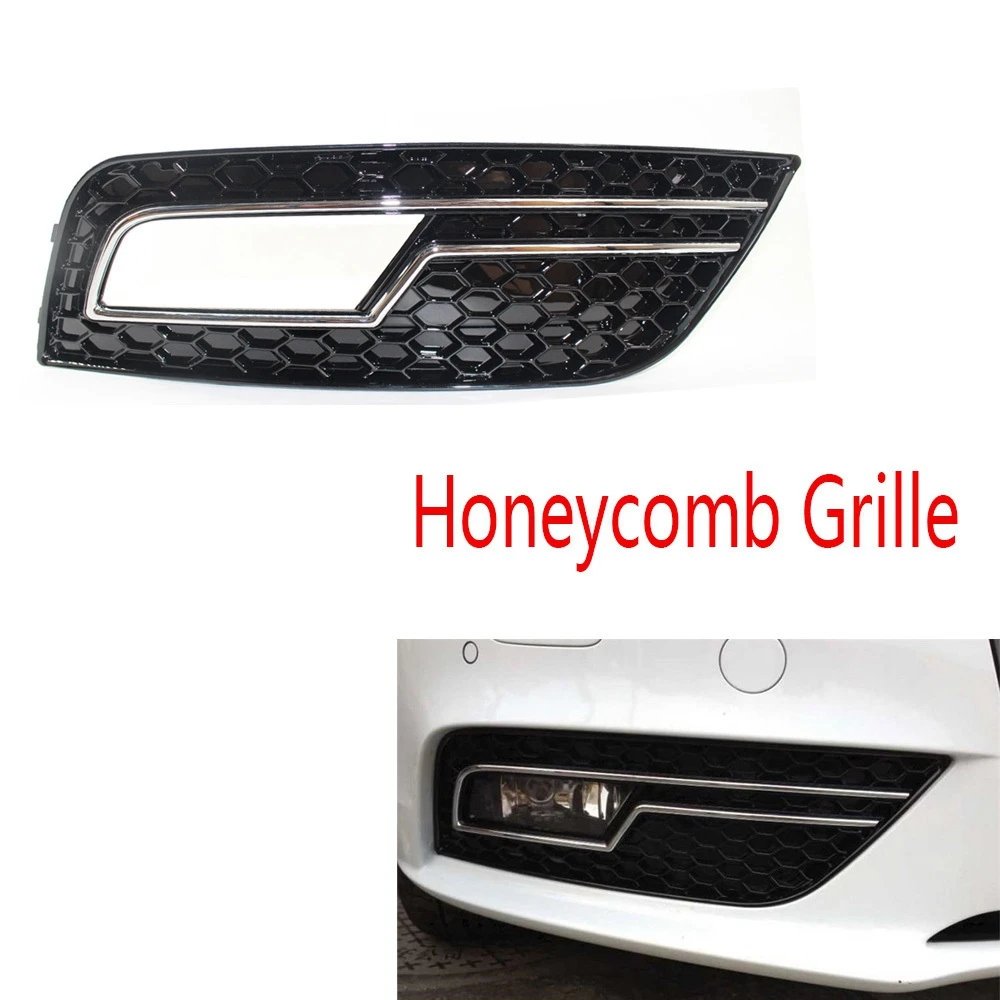 

1Pair Car Front Fog Light Grill Cover For A4LB9 S4 RS4 A4 B8.5 2012-2015 Honeycomb Grille