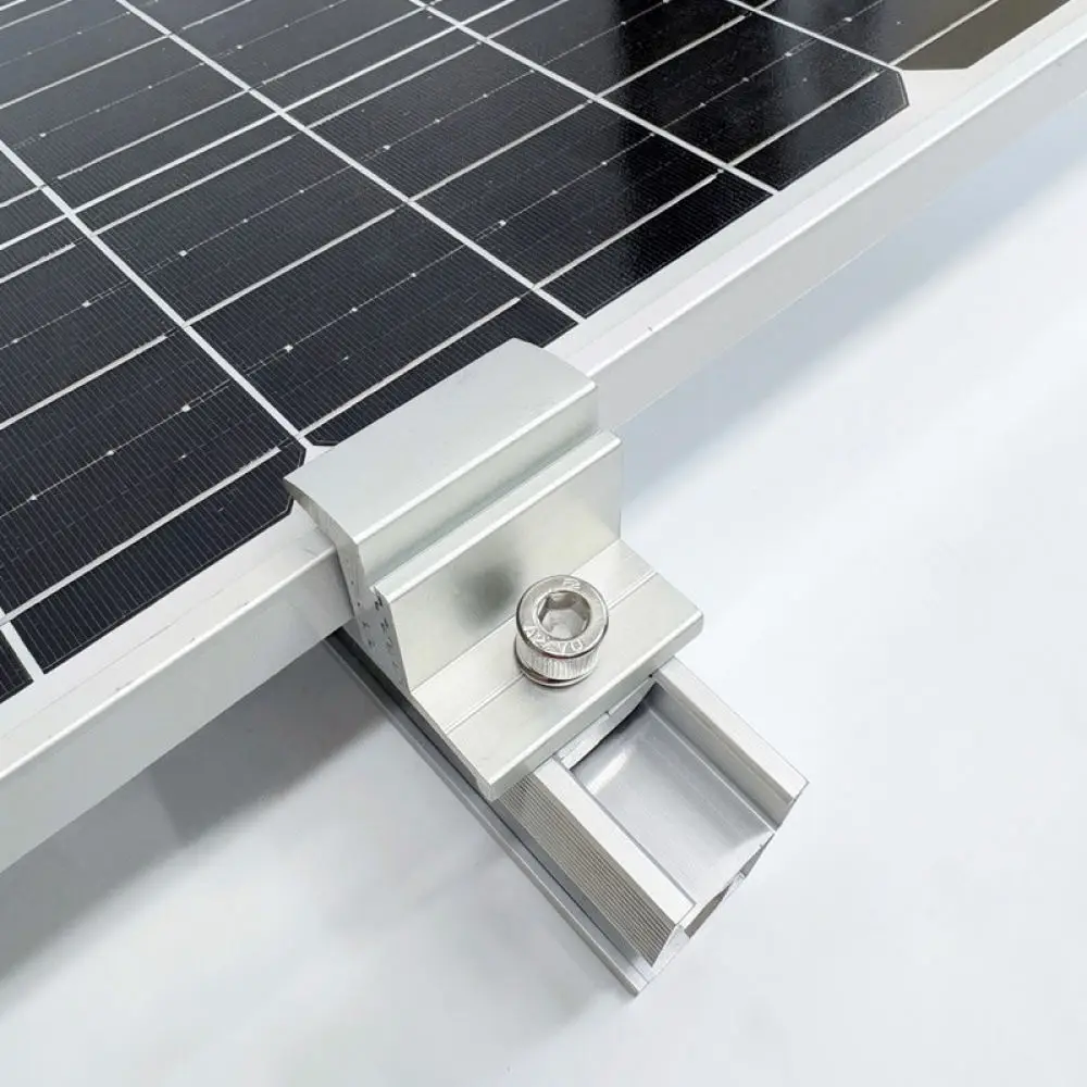 Solar Energy Mounting Bracket Adjustable Edge Clamp Aluminum Photovoltaic Component For Secure Panel System