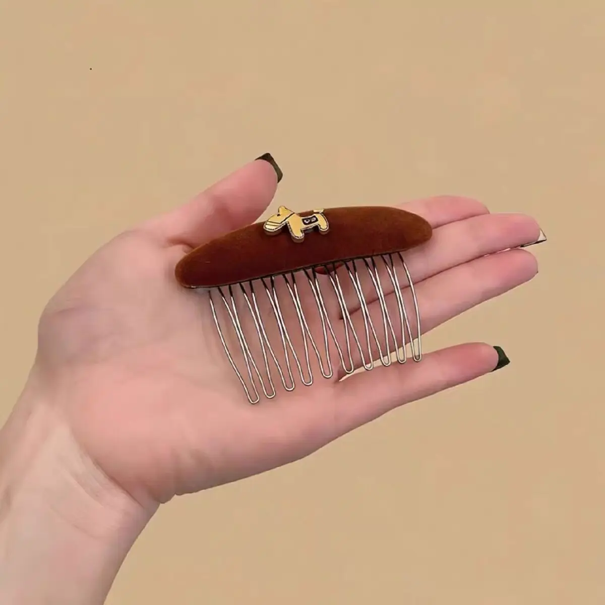 

Premium Velvet Pony Reverse Hair Comb for Side Bangs and Flyaway Fixer Cute Elegant Lightweight Portable Daily Wear