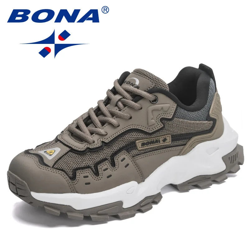 BONA-Zapatillas deportivas de cuero para hombre, calzado deportivo para correr, caminar y trotar, novedad de 2023