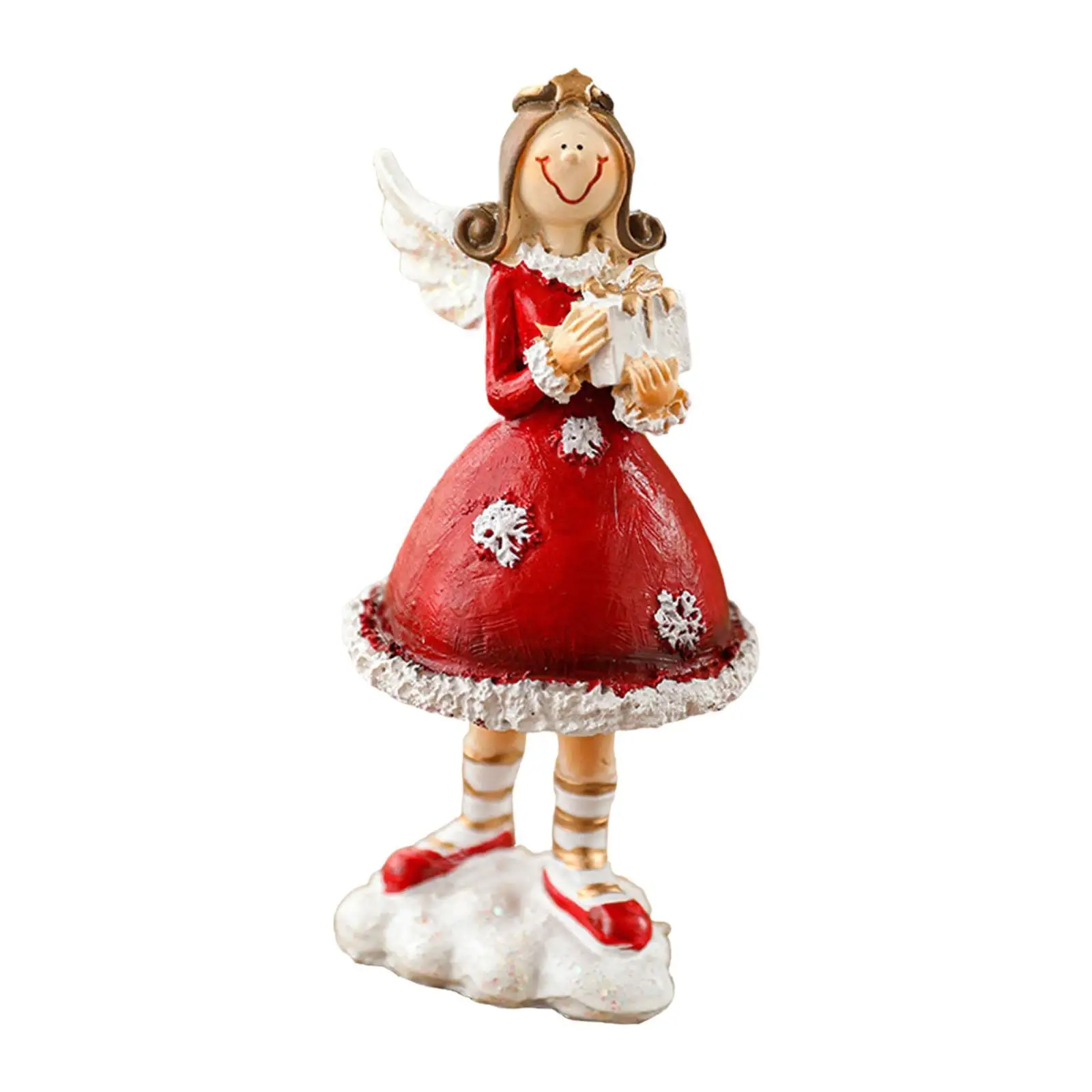 Christmas Resin Angel Girl Figurine Desktop Decor Mantle Angel Girl Ornament