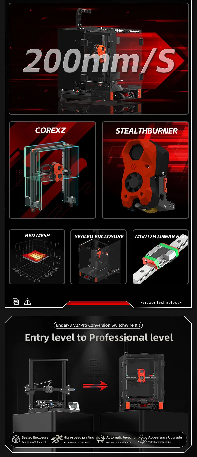 Ender3 pro変換付きの改良された3Dプリンター,voron E3-Switchwire,diy