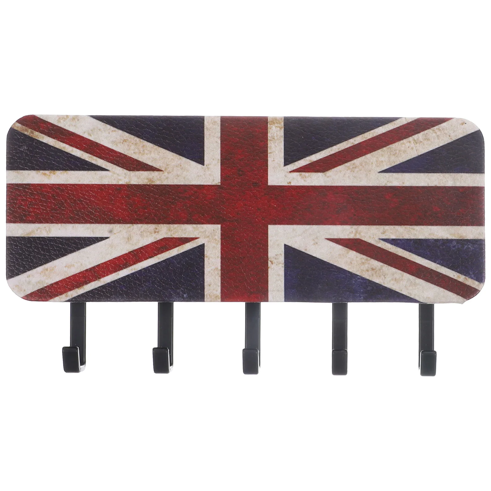 Retro Flag Pattern Multifunctional Nail-free Wall Storage Box Entry Key Hook Keys Holder Rack Sundries Tray Abs Hooks