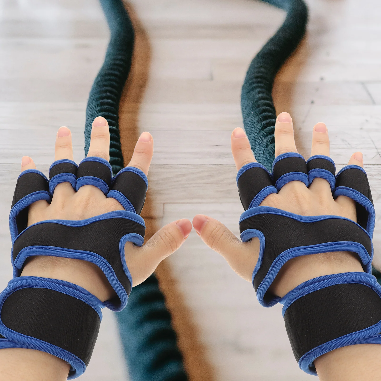 

Gloves Palm Wrist Guard Gym for Men Protector Hand Weightlifting Blue Rubber Fitness