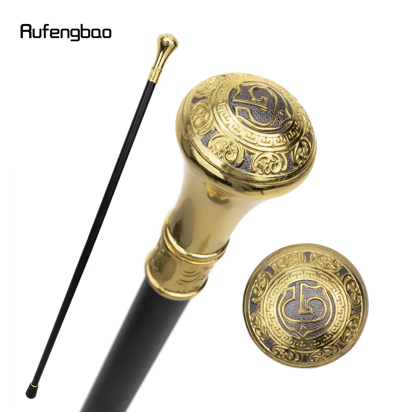 Gold Black Luxury G Medieval Art Freemasonry Freemasons Single Joint Walking Stick with Hidden Plate Cane Plate Crosier 93cm