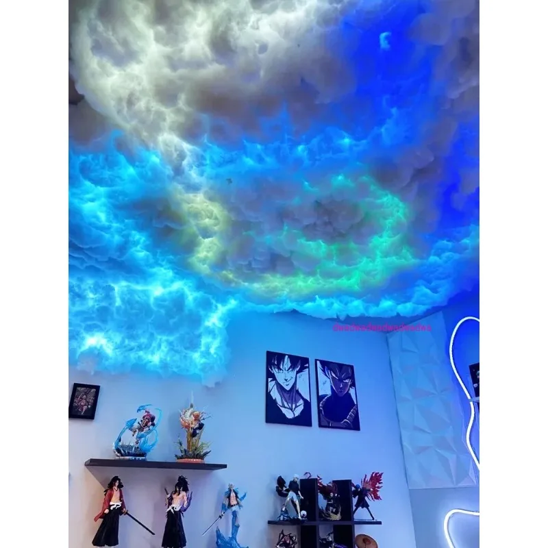 فانوس Thundercloud الملون، جو سحابي داخلي، برق، سحابة داكنة، أضواء زخرفية، غرفة رياضية إلكترونية، نص يقتل DIY