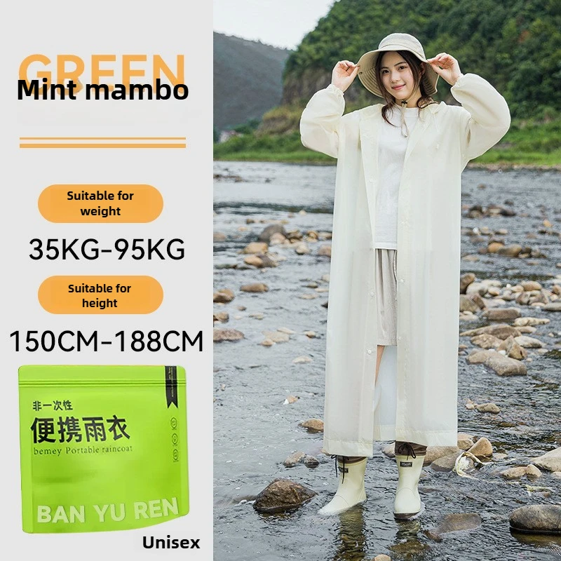 معطف واق من المطر غير القابل للتصرف، محمول للسفر، ملابس خارجية للبالغين، للجنسين، معطف مطر سميك طويل لكامل الجسم للمطر الثقيل