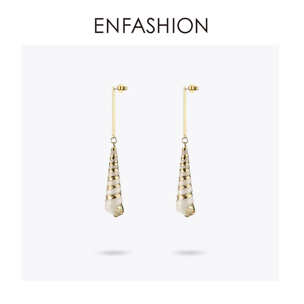 Enfashion Vintage Natural Conch Dangle Earrings Boho Long Earings For Women Fashion Jewelry Pendientes Mujer Moda 2020 EM191012