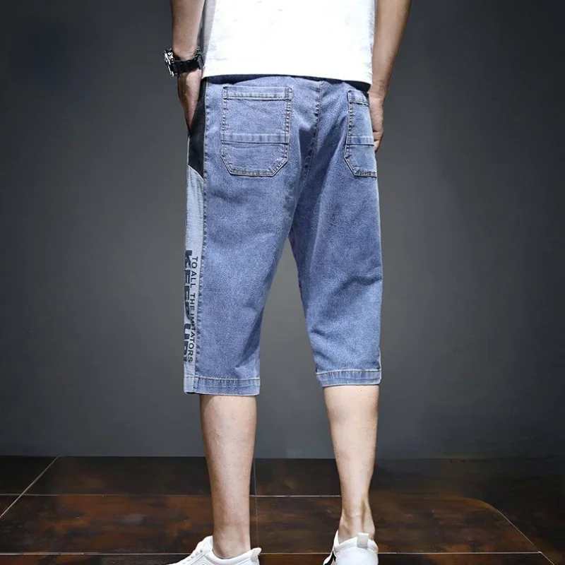 Short Jeans Pants for Men Blue Straight Man Denim Shorts Graphic Designer Y2k Wide Xxxl Harajuku Xl New in Thin Sale Streetwear