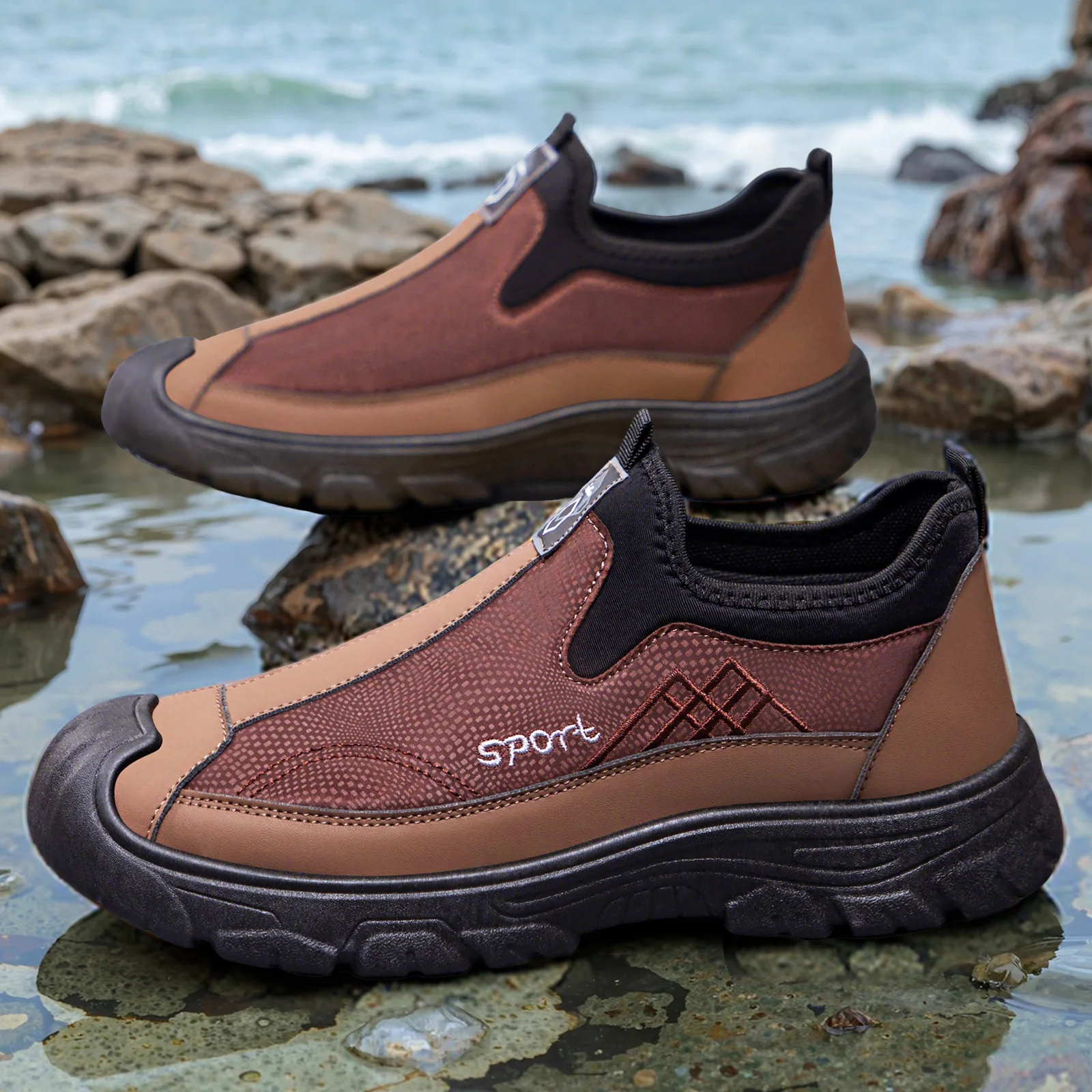 

Comfortable Men's Cloth Shoes Breathable Soft Bottom Casual Work Shoes round Toe Rubber Outsole Non-Leather Leisure Foot