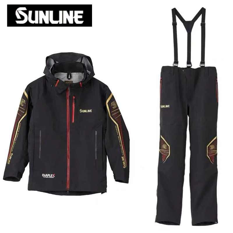 Sunline-ropa de pesca para hombre, chaqueta fina impermeable de alta densidad, pantalones con capucha, traje de dos piezas, tres laminados, novedad de 2024