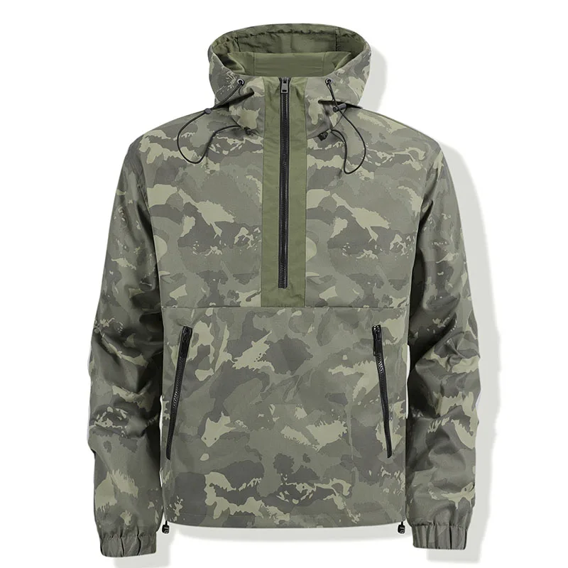 camo Jacket Men's Autumn New Casual Loose Zipper Pocket Windproof Windbreaker Coat Hiking Fly Fishing Hoodies