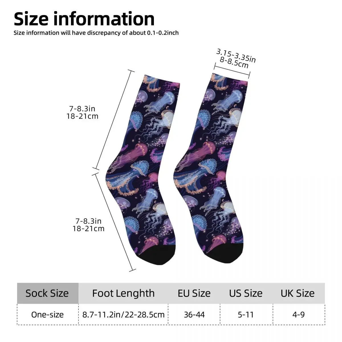 Sea Turtle Jellyfish Sock Printed Man Polyester