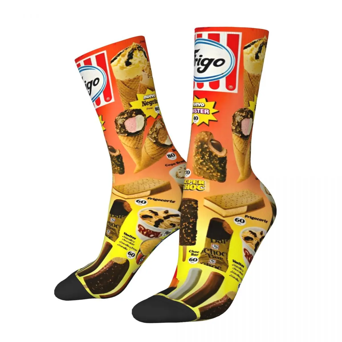 Calcetines de baloncesto con helado, medias de tubo medio de poliéster, transpirables, Unisex