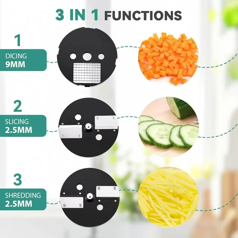 Xiangyin Многофункциональная слайсер и терка 3 в 1, электрическая овощерезка для нарезки кубиками, измельчения, нарезки фруктов и овощей