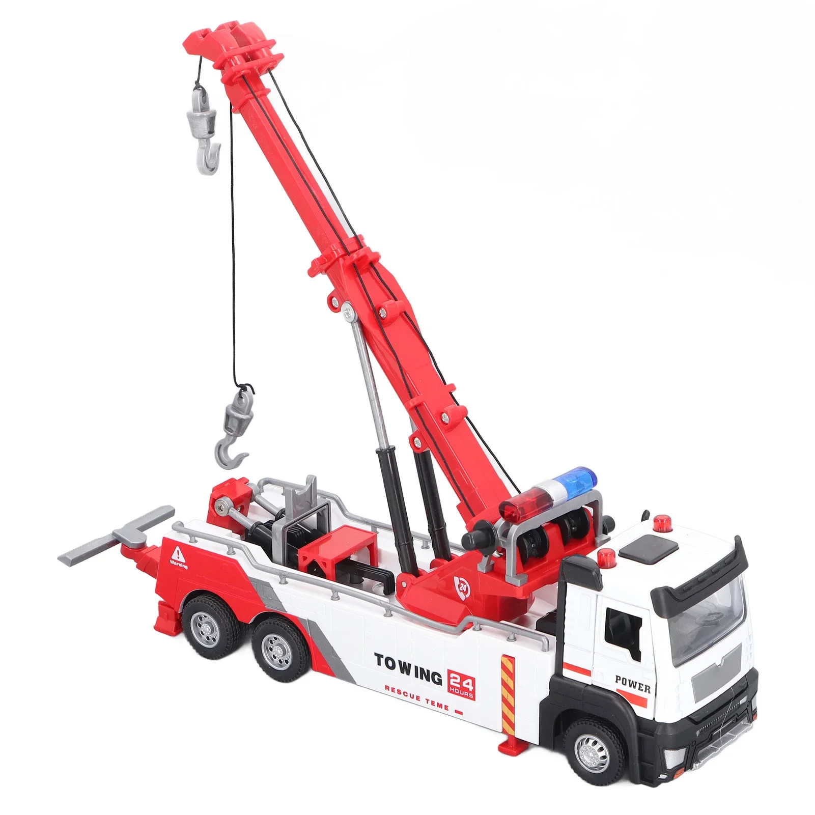 

Crane Truck Toys for Kids Sound Light 360 Degree Rotating Arm 2 Hook Engineering Heavy Crane Truck Model