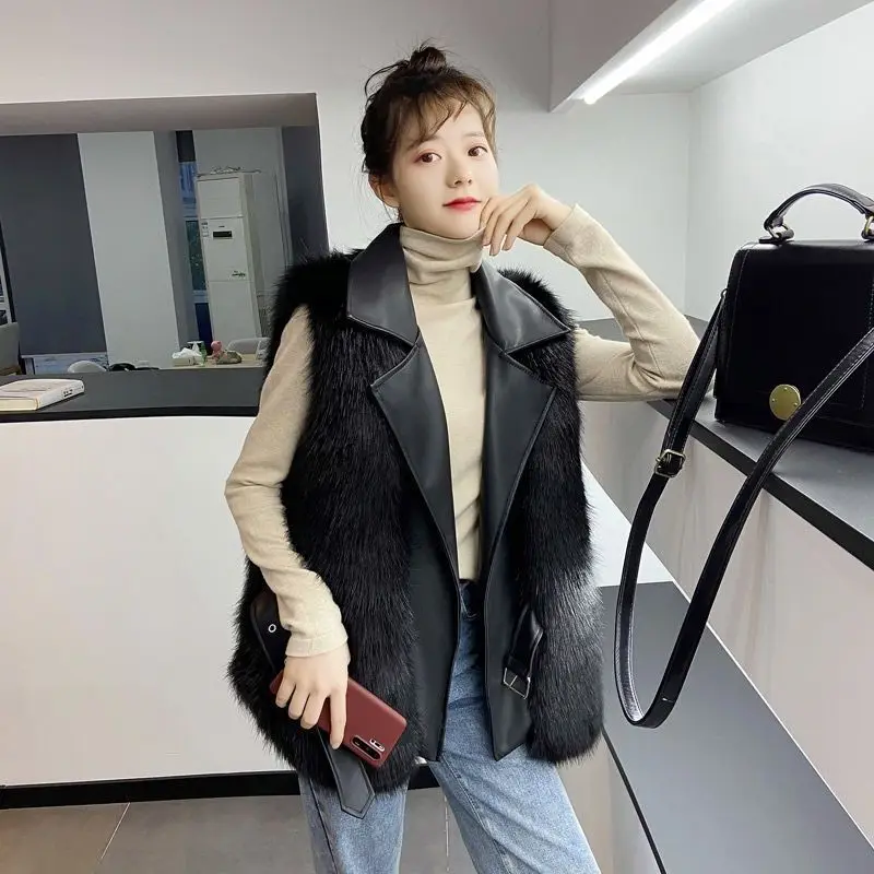

Fox-like Fur Environment Protection Vest Jacket Woman Winter New 2026 Sleeveless Coat Ladies Thicken Korean Waistcoat Overwear
