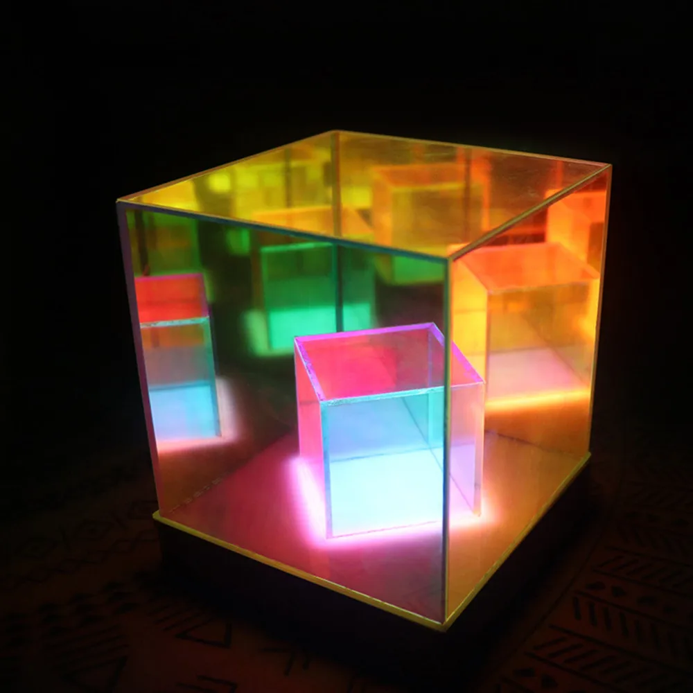 3D Colorful Night Light Rubik's Table Lamp Modern Home Decoration Cube Atmosphere Lamp Birthday Festival Gift USB Charging