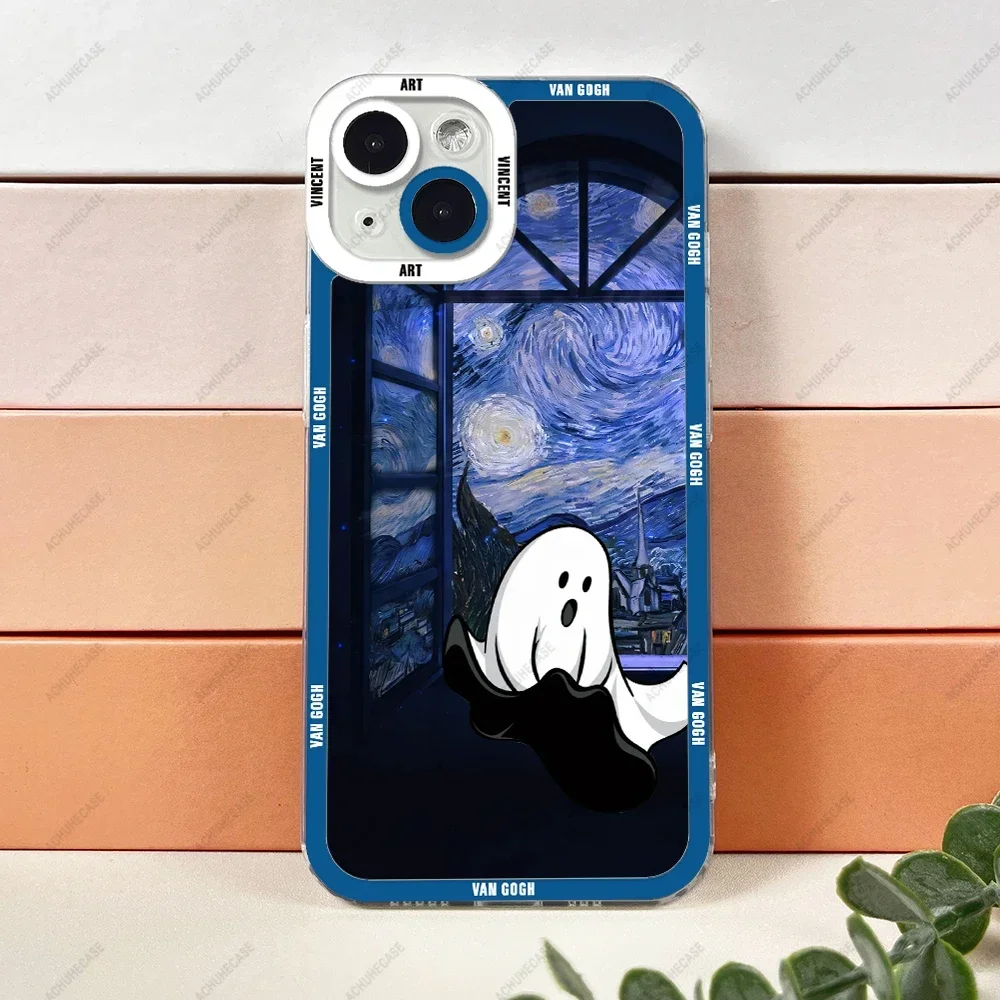 Oil Painting Art Phone Case For iPhone XS X XR SE 7 8 11 12 13 14 15 Plus Pro Max Mini Silicone Soft Cover