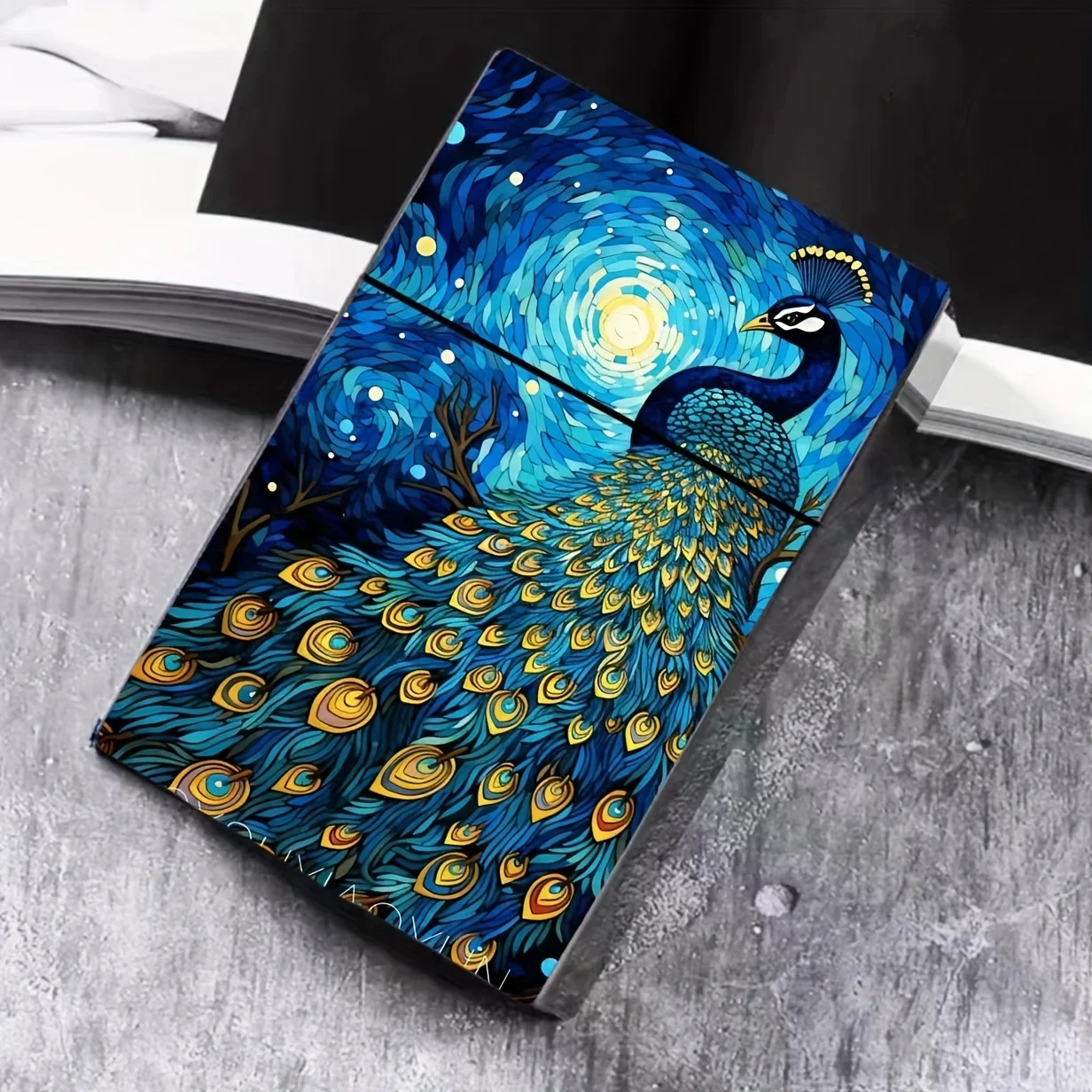 Romantic Peacock and Hot Air Balloon Design Ladies Cigarette Case - 84mm Size, No Battery Required, Flippable Cover