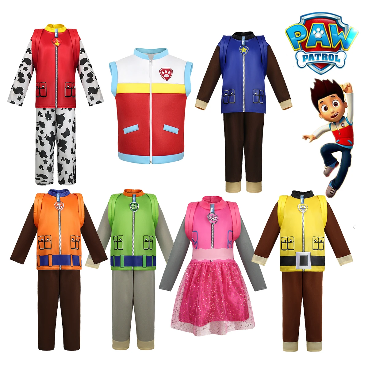 PAW Patrol Ryder Cosplay Kids Boy Girl Birthday Captain PAW Patrol Costume Cartoon Chase Skye Party Role Christmas Gift