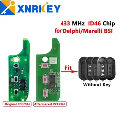 XNRKEY 원격 자동차 키 PCB 보드, PCF7946 칩, 315 433Mhz Fiat, Dehilp Marelli BSI 시스템용, 3 버튼 키 PCB 교체