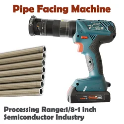 Pipe Squaring e Tube Facing Machine, usado na indústria de semicondutores, adequado para ss de paredes finas, tubo redondo enfrentando, chanfragem