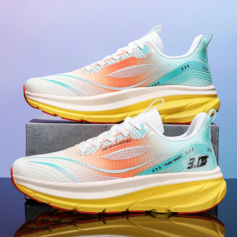 

Running Shoes Men Fashion Soft Sole Flat Lightweight Anti Slip Wear-resistant Lace Up Outdoor Casual Sneakers for Man