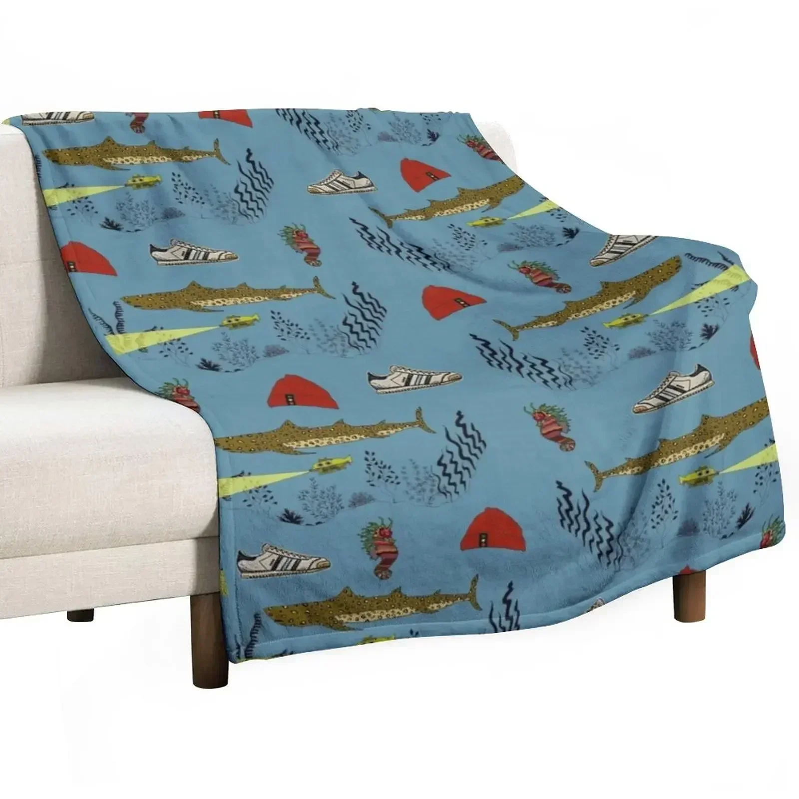 Team Zissou - The Life Aquatic pattern Throw Blanket Blankets For Sofas Heavy Decorative Sofas Hairy Blankets