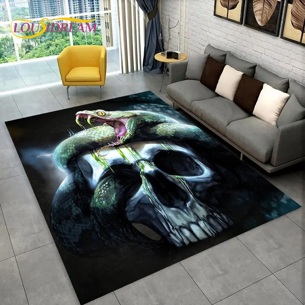 Gothic Horrible Snake Serpent cobra Area Rug,Carpet for Home Living Room Bedroom Sofa Doormat Kitchen Decor,Non-slip Floor Mat