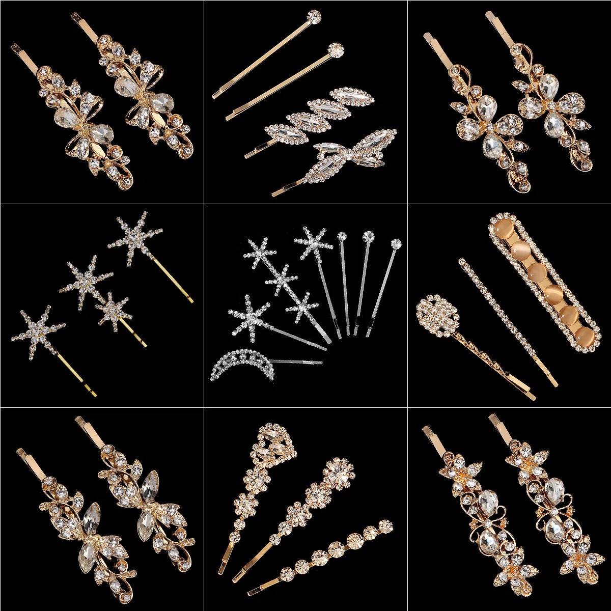 Hairpins For Women Cubic Zirconia Rhinestone Gems Side Clip Word Folder Hairpin Fine Jewelry Elegant Bridal Wedding Accessories