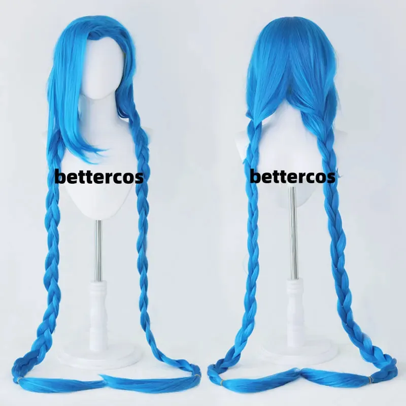 

LOL Jinx Cosplay Wig Long Braided Wig 120CM Braid Heat Resistant Synthetic Hair Anime Wigs + WigCap
