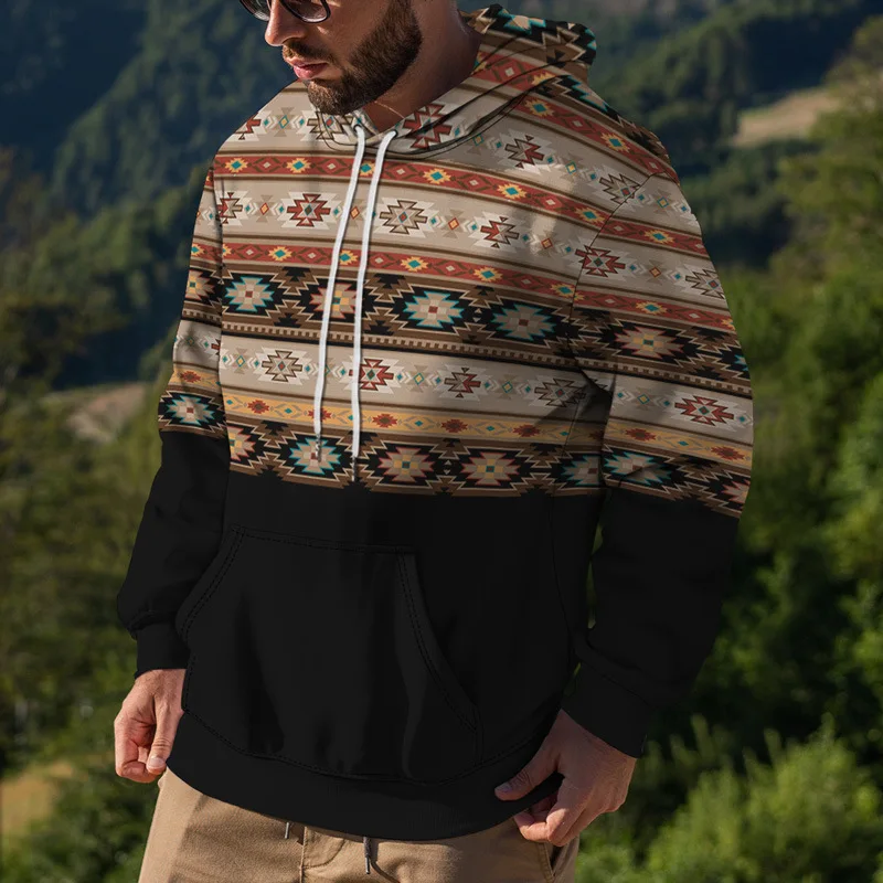 New Aztec Geometric Graphics Hoodies 3D Print Men Women Vintage Streetwear Hoody Sweatshirts Pullover Y2k Tracksuit Man Clothing